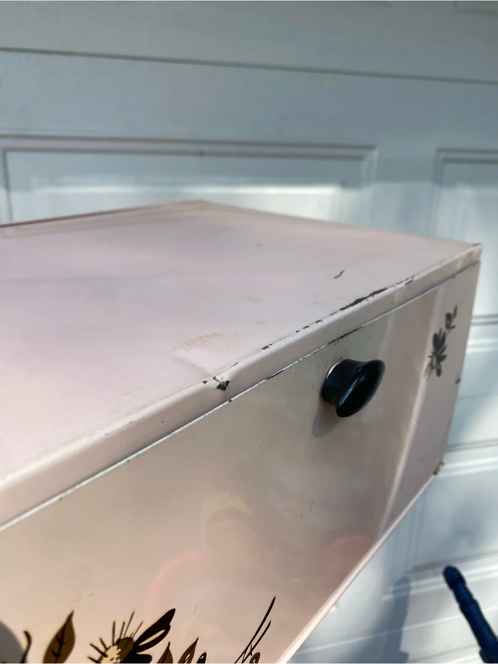 Vintage Floral Metal Bread Box - Pink Storage Organizer